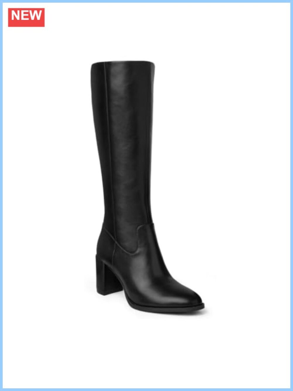 Women's Knee High Boots Chunky Block Heel Round Toe Tall PU Leather